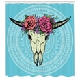thumbnail image 3 of Ambesonne Boho Shower Curtain, Buffalo Skull with Flowers, 69"Wx84"L, Multicolor, 3 of 3