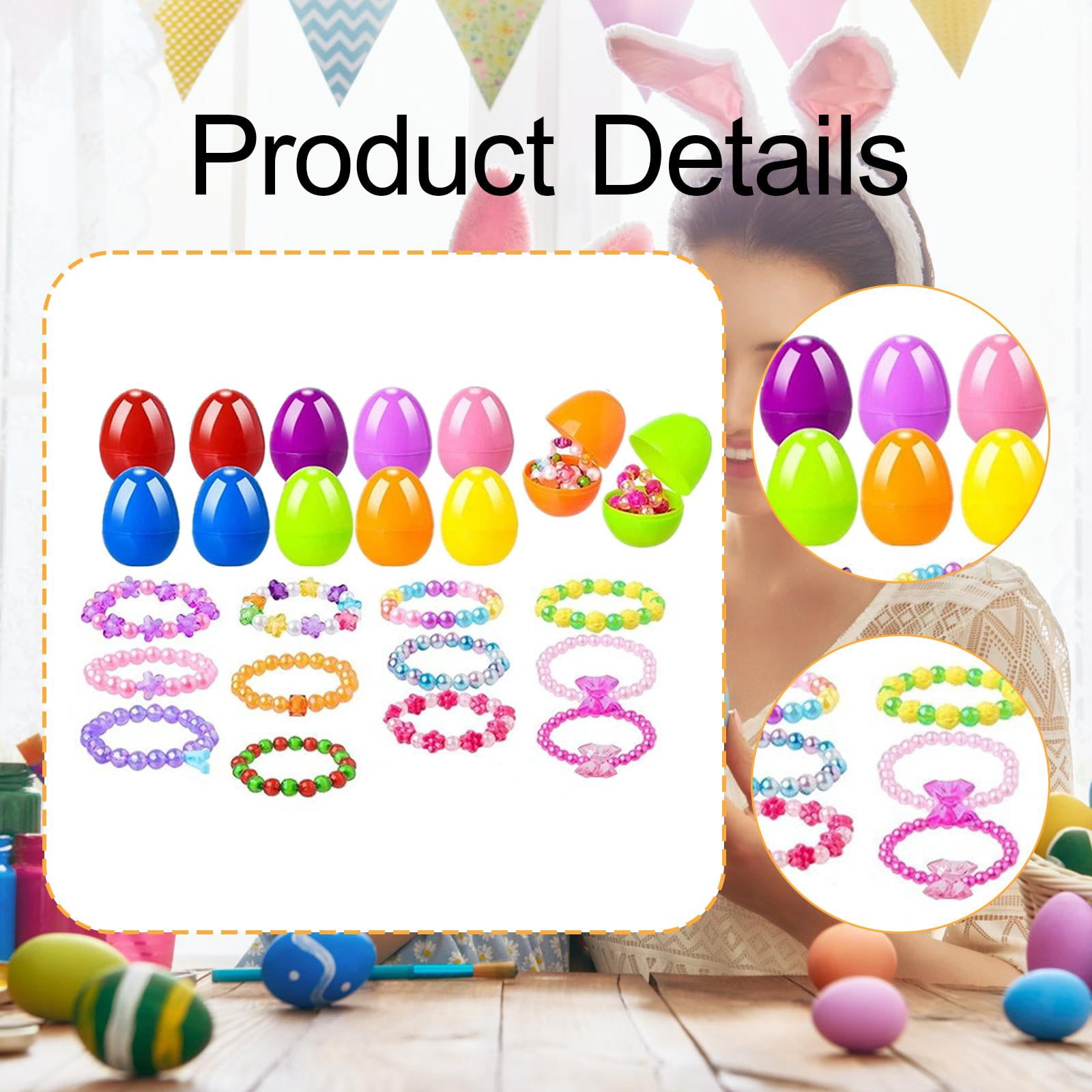 FVDPWYE Easter Basket Stuffers Decor Prefilled Easter Eggs for Party Favors Children 12 Bracelets