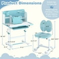 thumbnail image 3 of Costway Kid's Study Desk & Chair Set with Tilt Desktop, Pen Holder & Tray, Reading Stand Navy, 3 of 10