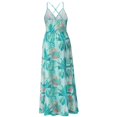 thumbnail image 6 of Owlce Women summer boho floral dress criss cross halter sleepveless pleated maxi long dress backless flowy dress beachwear, 6 of 6