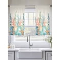 thumbnail image 5 of Summer Ocean Sheer Curtains 45 Inch Length 2 Panels for Living Room, Watercolor Coastal Coral Shell Seaweed Beige Voile Kitchen Curtain Set, Luxury Privacy Drapes Window Treatment for Bedroom, 5 of 7