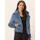 thumbnail image 2 of Abrigo Mullido de Piel Sintética Allegra K con Solapa de Muesca Chaqueta Recortada para Mujer Otoño Invierno Gris Azul S, 2 of 6