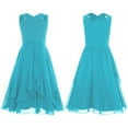 thumbnail image 3 of SiiRoh Kids GirlS Dress V Neck Wedding Bridesmaid Sleeveless Pleated Pageant Birthday Party Aline Dress Turquoise 6, 3 of 4