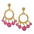 thumbnail image 2 of Pierced Earrings Chandelier Gold Tone Pink Faux Crystal 1 1/2" Ladies Adult Female Women, 2 of 2