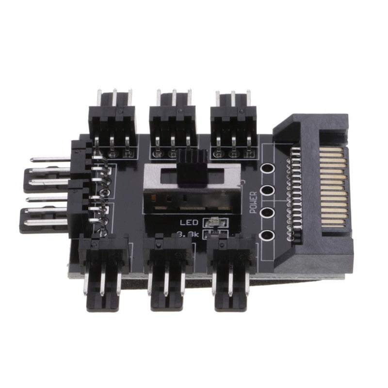 Cables PC 12V SATA 1 to 8 3pin Power Socket PCB Adapter SATA 1 to 8 Way Cooling Fan Splitter Hub Cooler Cooling Fan Hub Computer Cable Length: Other