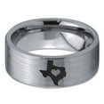 thumbnail image 2 of Tungsten Texas The Lone Star State Heart Band Ring 8mm Men Women Comfort Fit Gray Flat Cut Brushed Polished, 2 of 4