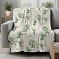 thumbnail image 2 of Summer Botanical Blanket Soft Cozy Warm Throw Blanket for Couch, Plush Fuzzy Flannel Fleece Blankets for Sofa, Green Spring Floral Birds Vintage Bed Blankets Lightweight Gifts for Women, 50"x60", 2 of 9