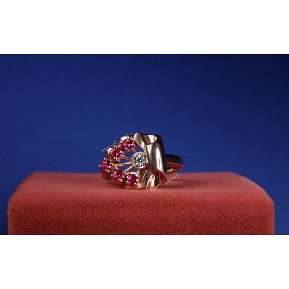 Vintage Cluster Diamond Engagement Ring, Perfect Proposal Ring For Girlfriend, Pink Ruby Wedding Anniversary Ring For Wife, 14K Rose Gold Over, 1.9 Ct Simulated Diamond, Gift For special Occasion