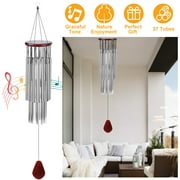 Large Aluminium Wind Chimes, iMounTEK 36" 27 Tubes Indoor  Outdoor Smooth Melodic Tones Wind Chime, Zen Atmosphere for Outdoor, Garden, Patio Decoration, Classic Silver, Suitable as A Gift for Unisex