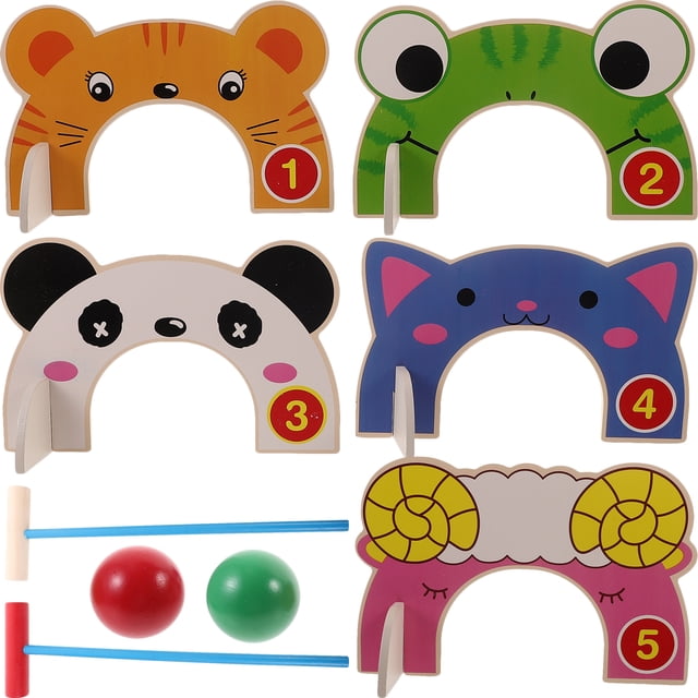 1 Ensemble de Jeu de Croquet pour Enfant Ensemble de Jeu de Croquet Animal Jouets de Croquet Classiques d'Extérieur