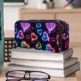 thumbnail image 6 of MUOOUM Pencil Case, Neon Hearts Pattern Large Capacity Pencil Pouch Stationery Pen Bag, 6 of 7