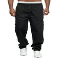 thumbnail image 1 of Men‘s Drawstring Sweatpants Baggy Joggers Straight Leg Running Athletic Cargo Pants with Pockets Black 2XL, 1 of 7