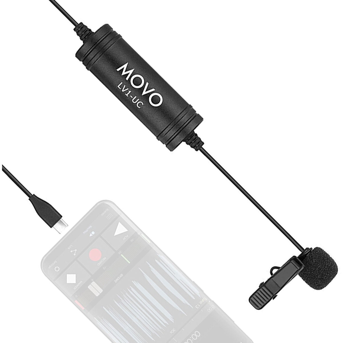 Movo Photo LV1-UC Clip-On Digital Lavalier Omnidirectional Microphone with USB Type-C Connector