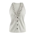 thumbnail image 5 of WCJM Women's V Neck Button Closure Sleeveless Halter Neck Top Casual Lightweight Vest Tank Top, 5 of 5