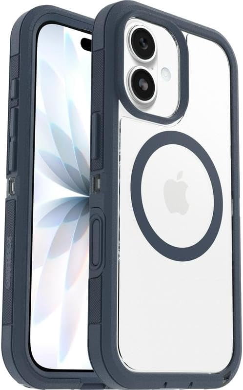 OtterBox iPhone 17 (Only) Bundle: Defender Series XT Case & Screen Protector - Baby Blue Jeans (Clear/Blue) - Snaps on MagSafe - Tough - Rugged & Durable - Non-Retail Packaging