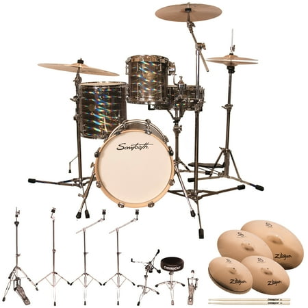 Sawtooth Command Series 4-Piece Drum Set with 16" Bass Drum, Hardware & Zildjian S Family Cymbals, Mirror ( box 1 of 3)