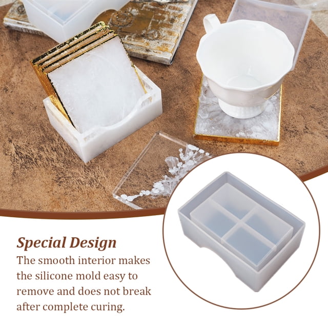 Coaster Silicone Molds Art Crafting Home Tool DIY Epoxy Mold Jewelry Making Tools Personalized Casting Mould Set Shop Use Square Coaster Box