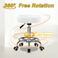 thumbnail image 3 of OUTMASTER Rolling Stool with Wheels, Height Adjustable Swivel Chair, PU Leather, White, 3 of 9