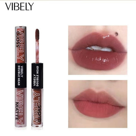 FcBaudy Lipstick for Women, Lip Stain, Lip Gloss A Double Head Water Gloss Mirror Lip Glaze Mist That Does Not Stick To The Cup, Matte White, Film Forming And Makeup Setting Lip a lipstick