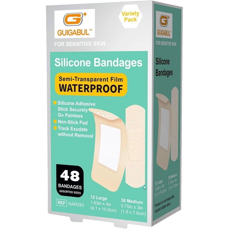 20 PCS Waterproof Bandages - 6x7cm Adhesive Wound Dressings With Cotton Pad For Showering & Swimming