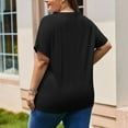 thumbnail image 5 of Olyvenn Stylish Women Plus Size Tops Short Sleeve Casual Shirts Crew Neck Summer Tunic Solid Loose Blouses with Pockets Black XXL, 5 of 7