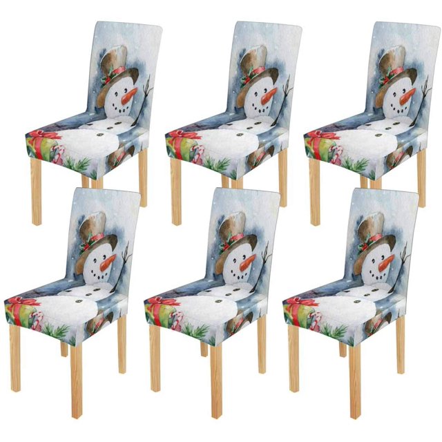 Funda protectora para silla ABPHQTO Navidad alegre muñeco de nieve estiramiento asiento comedor Hotel boda fiesta conjunto de 6