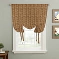 thumbnail image 2 of Vintage Rattan Tie Up Curtains 45 Inches Long, Kitchen Window Curtains Over Sink, Minimalist Abstract Wicker Texture Brown Small Window Curtains Shade Balloon Curtains Valances for Bedroom 34"x45", 2 of 8