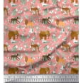 thumbnail image 1 of Soimoi Modal Satin Fabric Kangaroo,Elephant & Lion Animal Print Fabric by The Yard 42 Inch Wide, 1 of 3