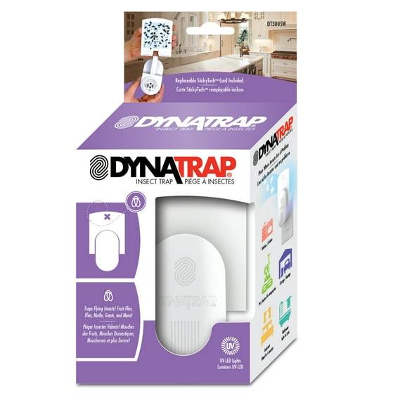 DynaTrap DOT White Indoor Fly Trap with 1 StickyTech Card - 1 Trap