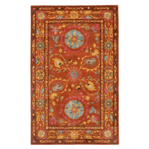 EORC Rust Hand-Tufted Wool Traditional Oriental Rug, 8'9 x 11'9