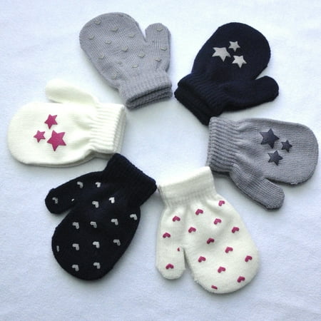 

Naturegr Winter Newborn Baby Anti-Scratch Gloves Star Heart Print Knitted Mittens
