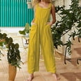 thumbnail image 2 of TQWQT Jumpsuits for Women Summer Loose Sleeveless Adjustable Straps Bib Wide Leg Jumpsuit with Pockets,Yellow M, 2 of 5