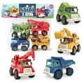 thumbnail image 3 of Godderr Kids Toddler Construction Car Toys Set ,Baby Boys Excavator Toys Truck ,Mixer, Crane, Dump Trucks Push Go Friction Powered Cars Toys 4PCS, 3 of 5