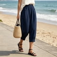 thumbnail image 6 of BUIGTTKLOP Womens Summer Capris Casual Cotton Linen Pants Baggy Elastic Waist Capri Pants with Pocket, 6 of 7