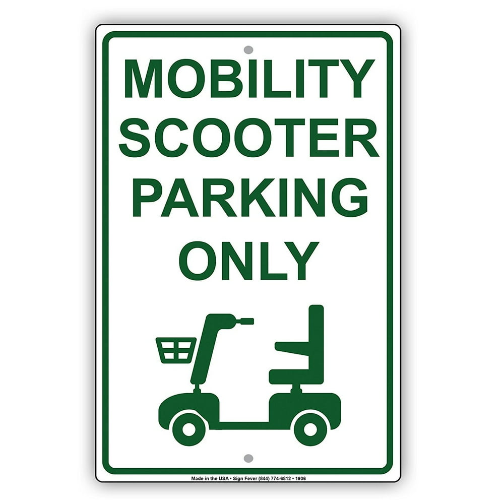 Mobility Scooter Parking Only With Graphic Alert Caution Warning Notice
