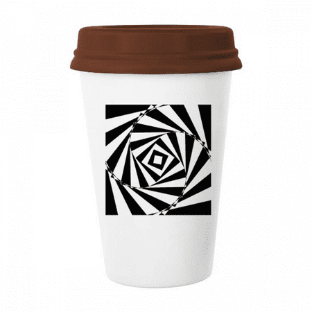 

Optical Illusion Art Deco Fashion Mug Coffee Drinking Glass Pottery Cerac Cup Lid