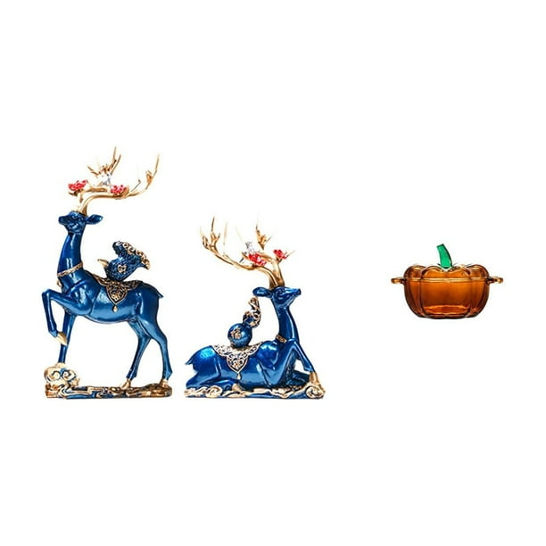 Estatua de ciervo esculpido,Escultura de ciervo de resina para sala de estar,Plato de dulces,Dulcero de cristal con tapa,tarro de caramelos decorativo,para mesa de dulces,escritorio de