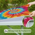 thumbnail image 6 of Colorful Rainbow Tie Dye Spiral Pattern Square Fitted Tablecloth with Elastic Edge,Square Table Cover,Washable Elastic Table Cover for Home Kitchen Party Decor 36"x36", 6 of 6