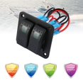 thumbnail image 2 of DC 12V 24V 2 Gang Panneau de Commutation de Bascule Double LED Interrupteur à Bascule Étanche Disjoncteur de Panneau de Commande pour Bateau de Mer de Voiture, 2 of 10
