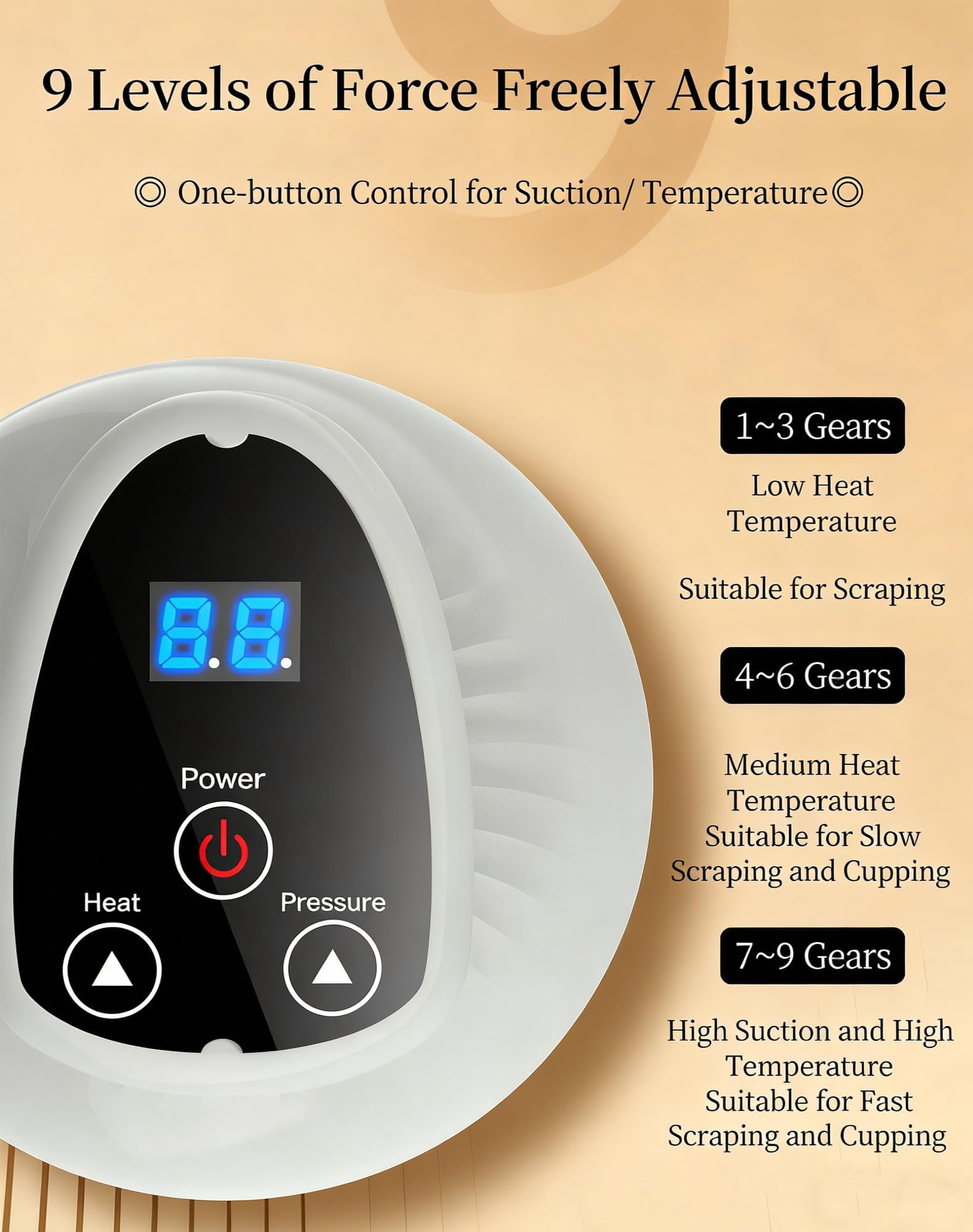 Cellulite Massager, 4-in-1 Suction Cupper with Red Light, Adjustable Vacuum for Legs, Abdomen, Back, Arms, Glutes