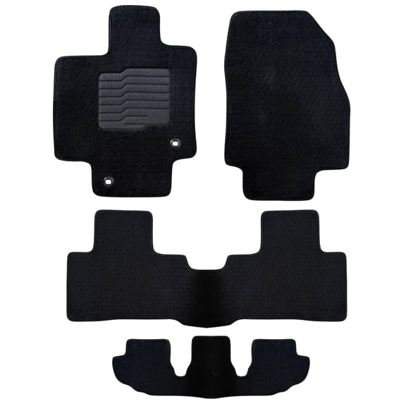 Carpet Floor Mats for 2020 to 2026 Toyota Highlander with Driver Heel Pad and Safety Locks, Full Set (2nd Row Bench or Bucket seats), Black