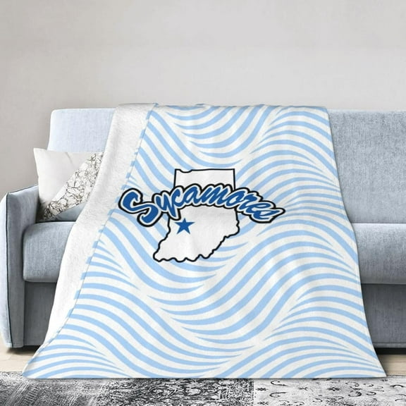 Indiana- State Sycamores Fleece Blanket, Very Soft Microfiber Flannel Blanket for Couch Warm and Cozy for All Seasons