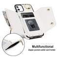 thumbnail image 4 of Crossbody Strap Wallet Case for iPhone 11 with Wrist Strap, 360° Rotating Ring Kickstand & Card Holder PU Leather Purse Magnetic Snap Zipper Case Cover for iPhone 11, White, 4 of 9