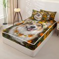 thumbnail image 2 of Homewish Cute Corgi Dog Zipper Queen Comforter Set with Fitted Sheet and 2 Pillowcases,Marigold Flower Zipper Bedding Set,Yellow Green,Polkadot Reversible,4pcs, 2 of 8
