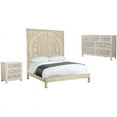 thumbnail image 3 of Taran Designs Gianna Carved Wood Panel Queen Bed in Sand White, 3 of 9