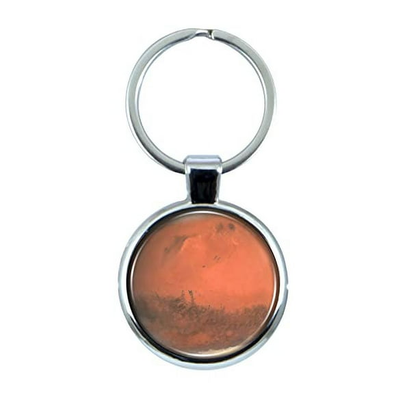 Mars Keychain with Epoxy Dome and Metal Keyring