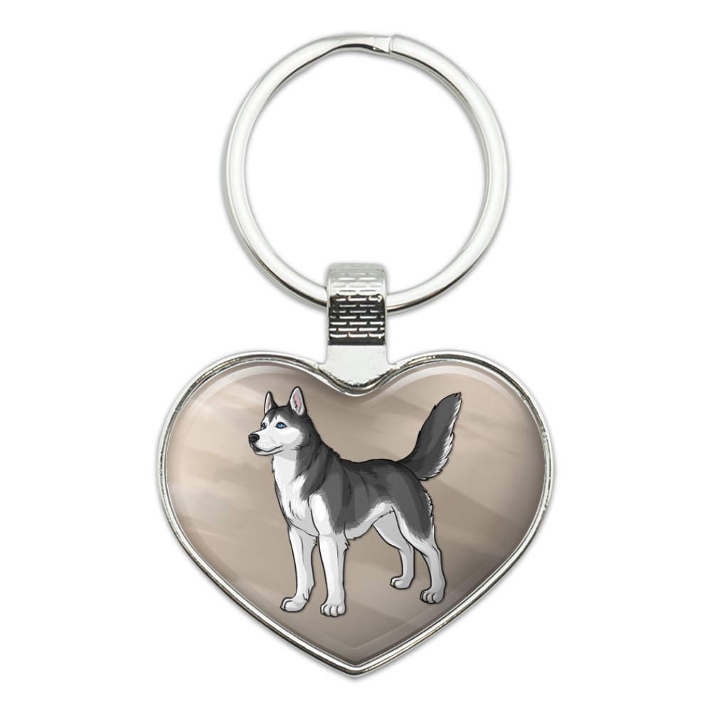 Graphics Siberian Husky Keyring Metal Key Holder Keychain with a dog Solid Key Pendant Key ring