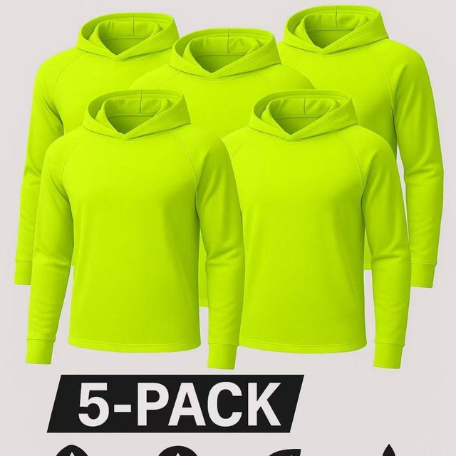 LOVEVER 5-Pack Performance Quick-Dry Hooded Shirts - Lightweight Breathable Moisture-Wicking Activewear