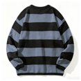 thumbnail image 5 of Men's Fall Winter Crewneck Striped Knit Pullover Sweater, Loose Fit Color Block Knit Long Sleeve Casual Top for Daily Wear , XL, 5 of 6