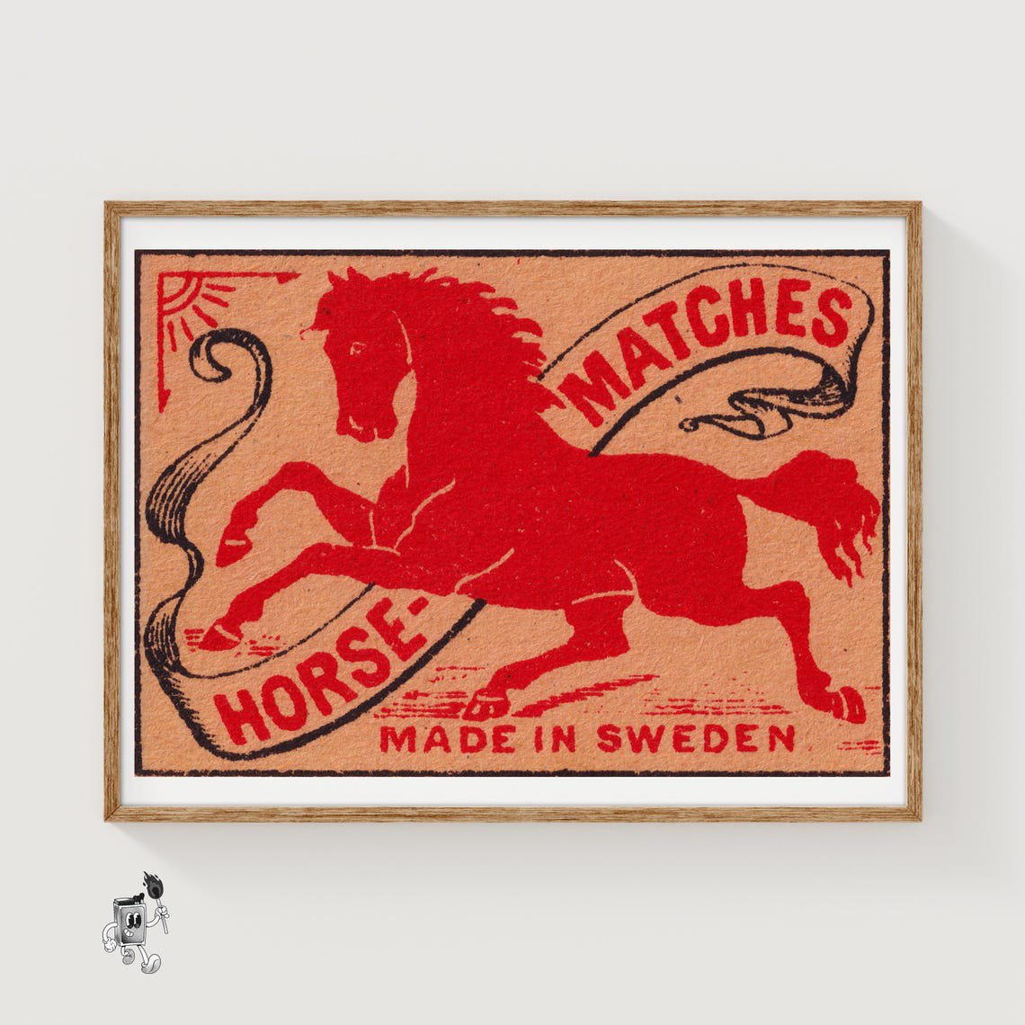 Red Horse Sweden Matchbox Wall Art Decor Unframed Paper Print